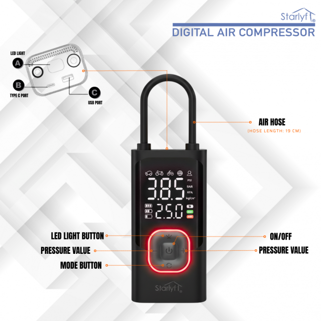Digital Air Compressor - The smartest mini air compressor