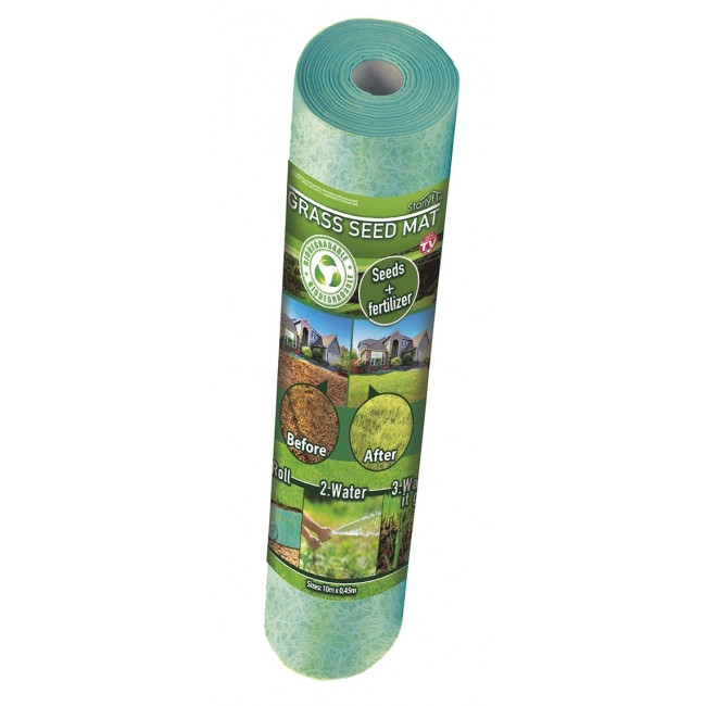 Grass seed outlet mat roll